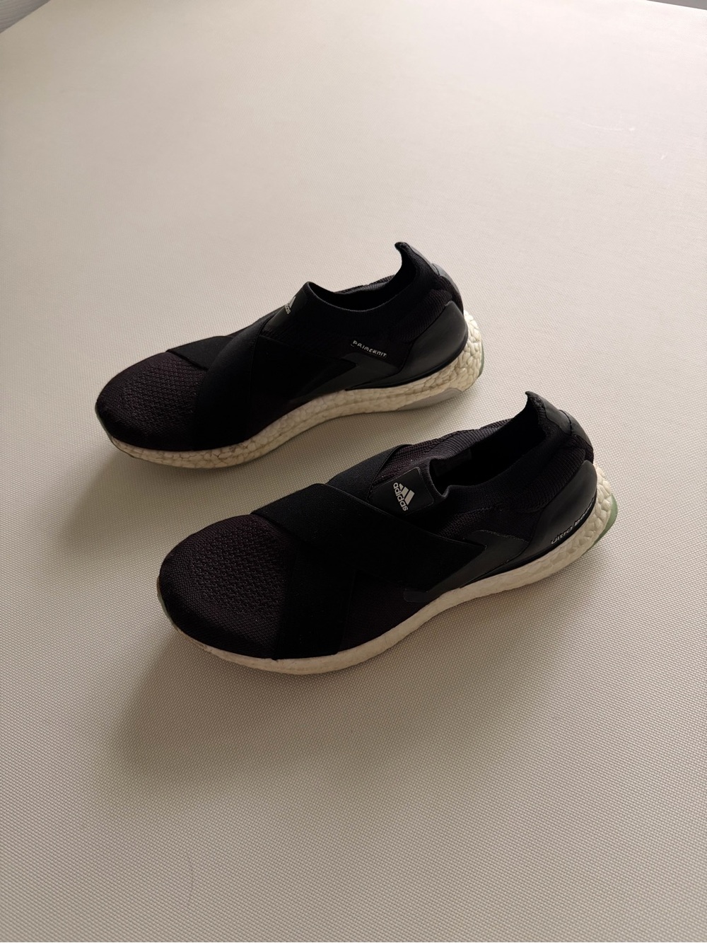 adidas Men’s Black Slip-On Knit Sneakers with White Boost Midsole